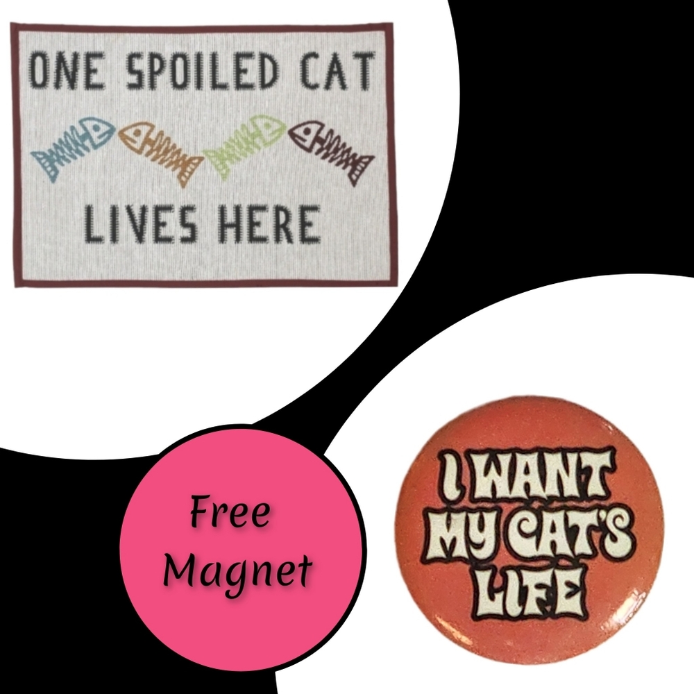 NWOT Tapestry Feeding Mat for Cats with a Free Magnet